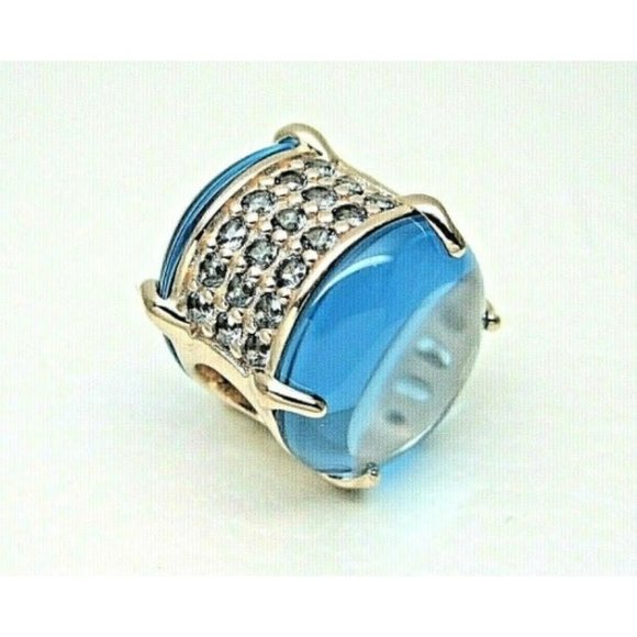 New Pandora Sterling Silver Blue Oval Cabochon Charm 799309C0 - Picture 4 of 5